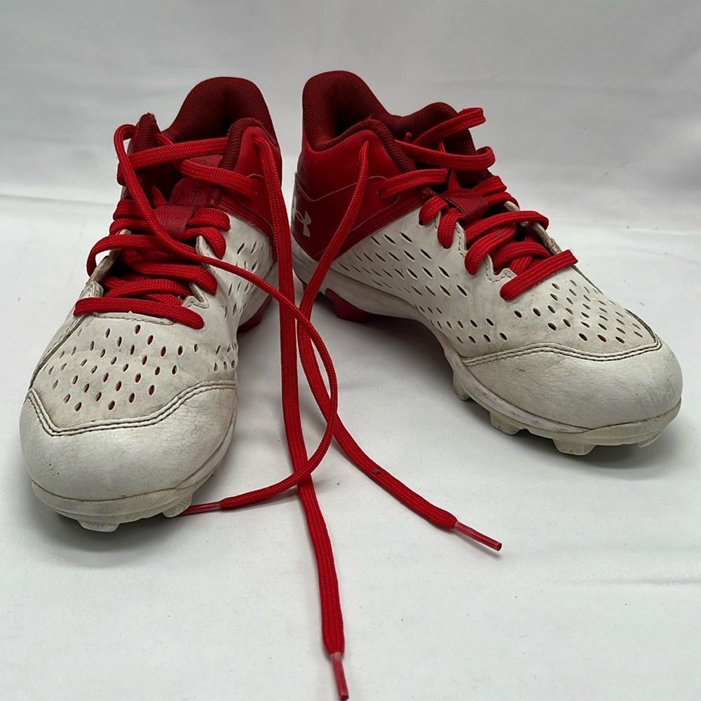 Red & White Under Armour Youth Cleats 2Y